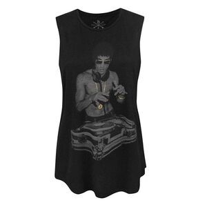 BNA78 Womens/Ladies Gung Fu Scratch Bruce Lee Tank Top / Black